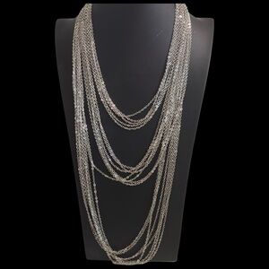 Crown Trifari vintage silver tone excellent multi strand necklace long